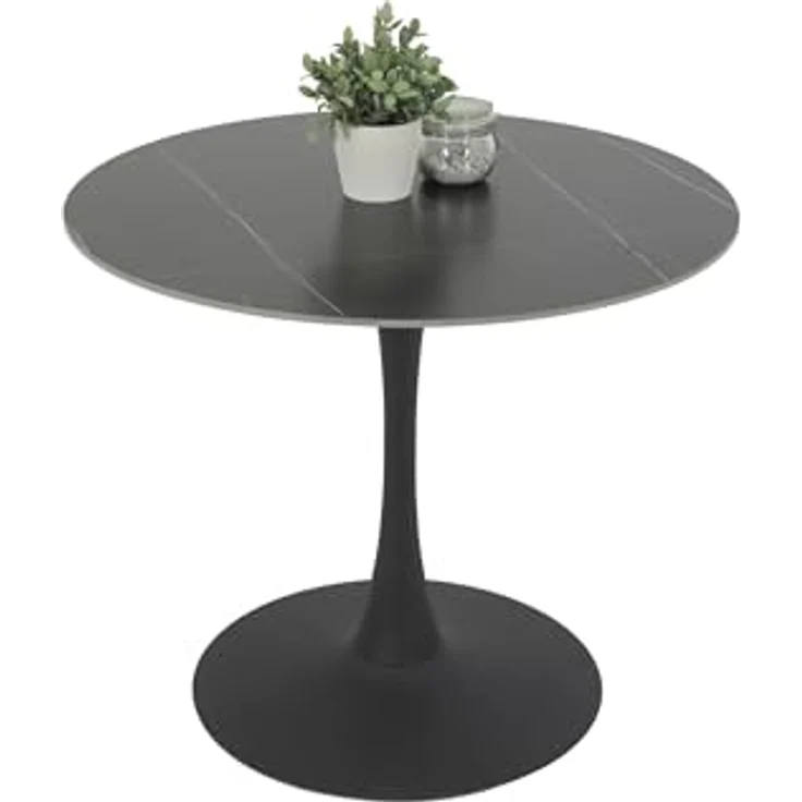 Hela Tische, Esstisch Rund Paola, Dekor Marmoroptik, Steinplatte-Sintered Stone 16mm Matt Schwarz, Maß Ø90x75 cm – Bild 4