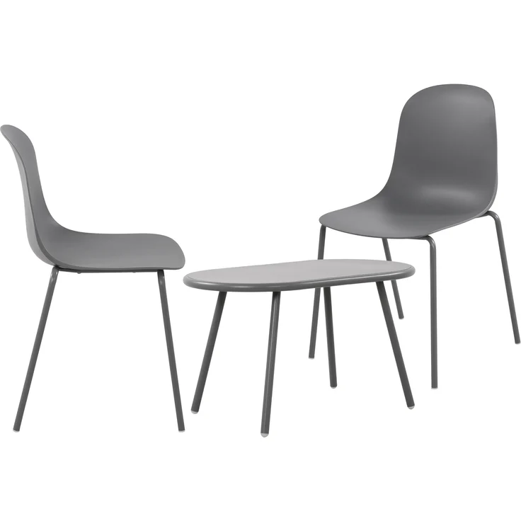 CLP 2er Sitzgruppe Veldin Set 1 Tisch 2 Stapelstühle wetterfest UV-beständig,dunkelgrau – Bild 1