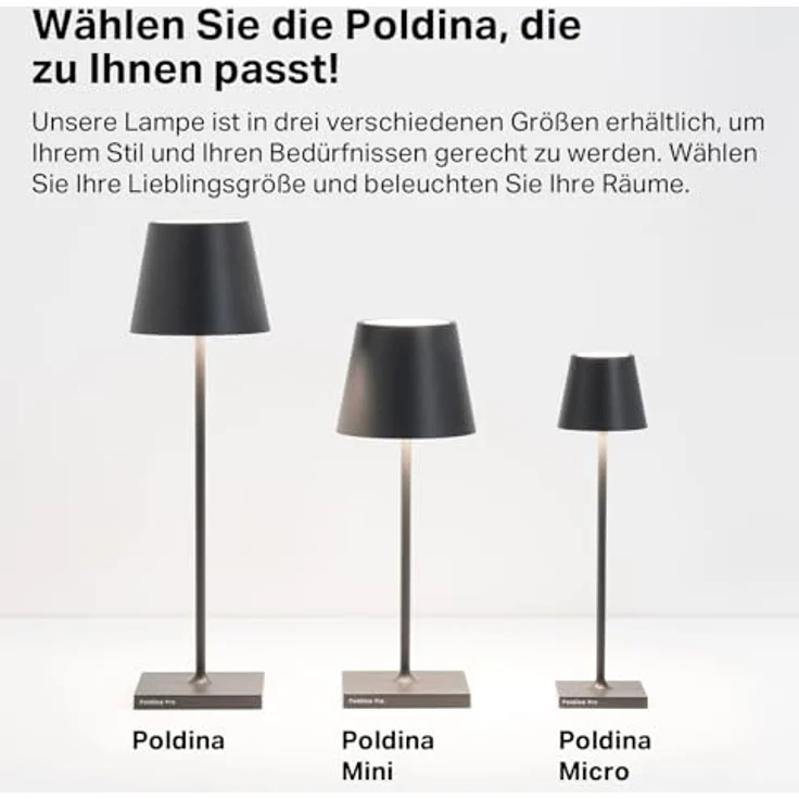 Zafferano, Poldina Micro Lampe, Kabellose, Wiederaufladbare Tischlampe mit Touch Control, Geeignet für Wohnzimmer und Außenbereich, Dimmer, 2200-3000 K, Höhe 27,5 cm, Farbe Salbeigrün – Bild 7