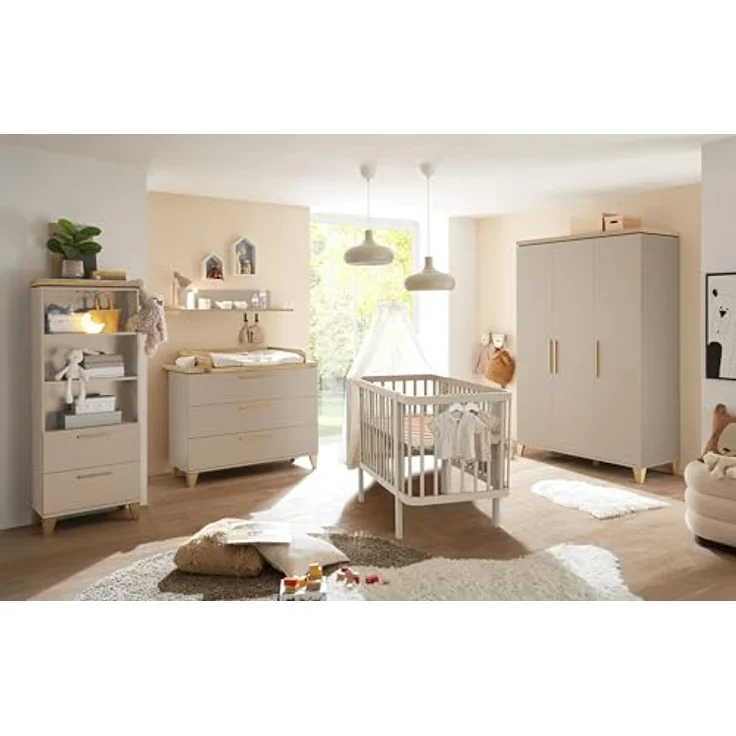 Babyzimmer Hilda 5 teilig in Kaschmir und Mauvella Oak - Kinderzimmer Komplett Set – Bild 2