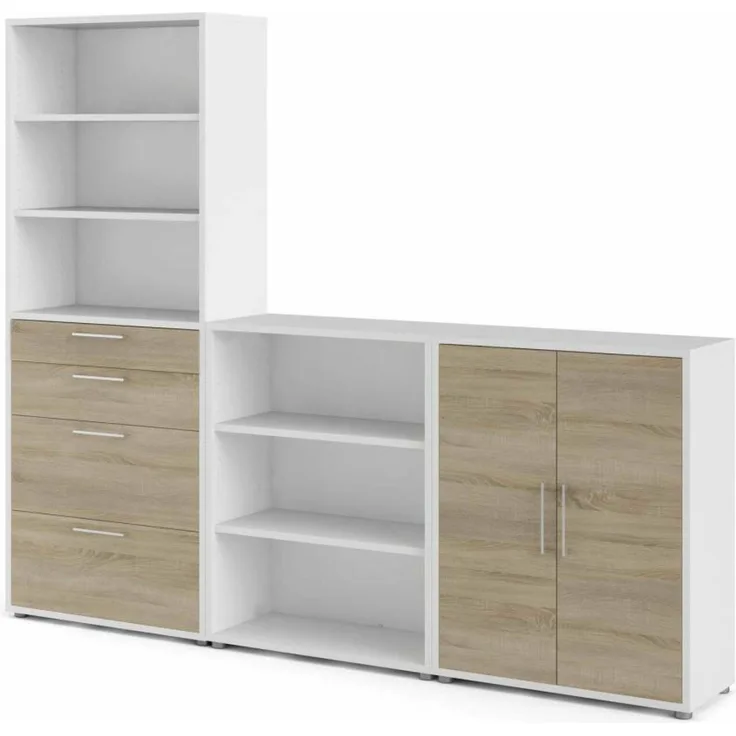 Dmora Kommode Acceglio, Wohnzimmerbuffet, Wohnzimmer-Sideboard, Moderne Küchen-Speisekammer, 267x40 h222 cm, Weiß und Eiche