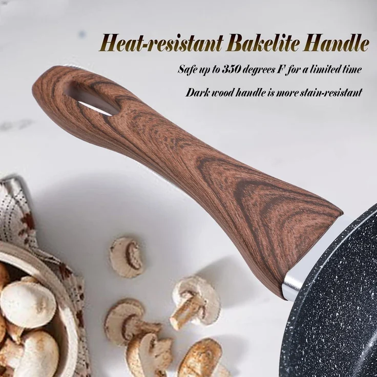 15-teilig Induktions Töpfe Set mit Granit Beschichtung Schwarz – Bild 6
