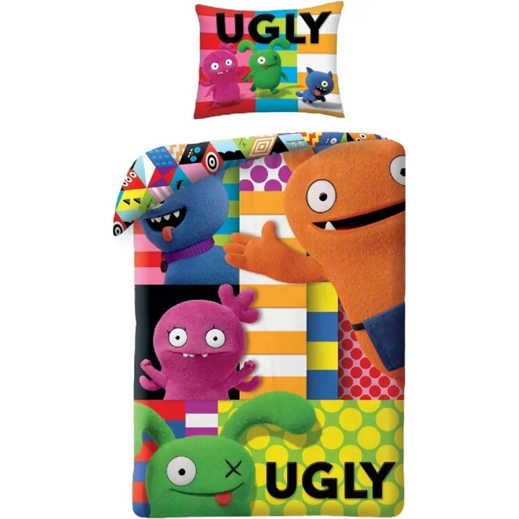 Ugly Dolls Bettwäsche Set aus Baumwolle Bettdeckenbezug 140 × 200 cm mit 70 × 90 cm Kissenbezug