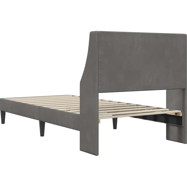 vidaXL Bettrahmen mit Kopfteil Dunkelgrau 100 x 203 cm Samt 42027462 – Bild 6