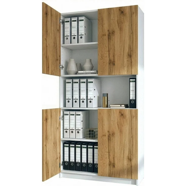 InnoFurn Aktenschrank Elona M2 Büroschrank (Ordnerschrank, Schrank für Büro, Home Office (82 x 184 x 37 cm) Aufbewahrungschrank mit Soft-Close & Push-to-Open – Bild 1