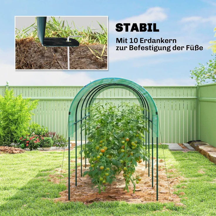 Outsunny Gewächshaus, Stahl, PE, Grün, 400L x 120B x 170H cm – Bild 6