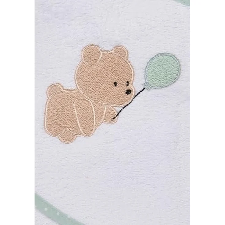 Sterntaler Kapuzenbadetuch Bär Bo, Baby-Badetuch mit Kapuze, saugfähige Baumwolle, süße Applikation, weich und pflegeleicht, 80×80×0,5 cm, weiß – Bild 6