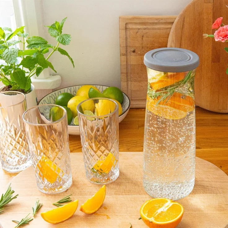 LAV Fonte Karaffe mit grauem Silikondeckel - 700 ml - aus hochwertigem Glas – Bild 5