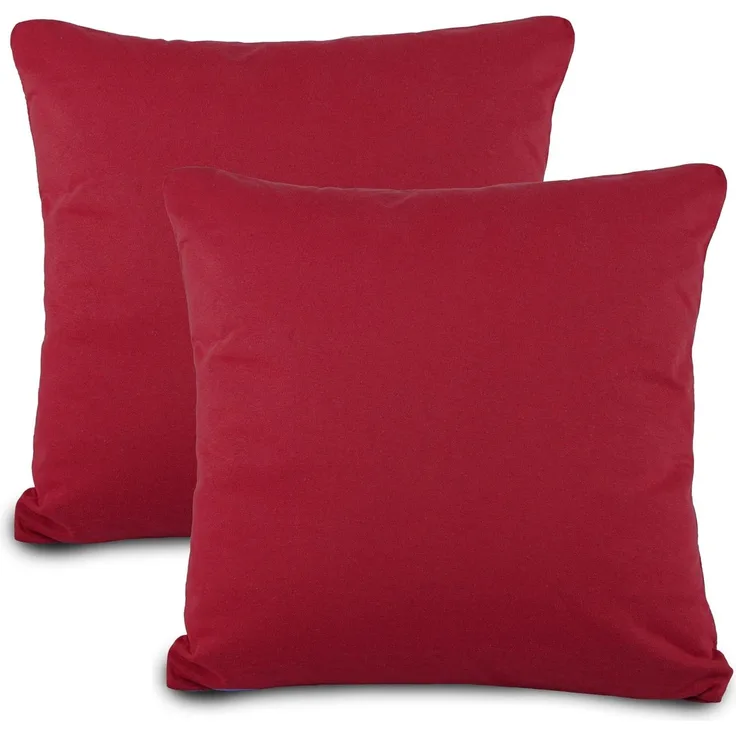 aqua-textil Classic Line Kissenbezug 2er-Set 80x80 cm Bordeaux rot Baumwolle Kissen Bezug Reißverschluss Jersey Kissenhülle