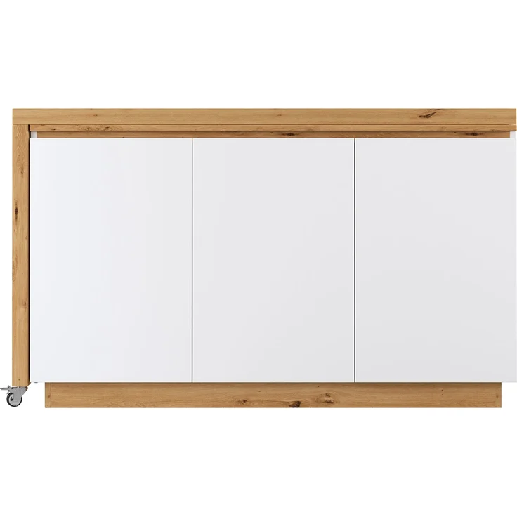 ZUBALIYA Schreibtisch mit feststellbaren Rollen – multifunktionales Design, 4 cm dickere, drehbare Tischplatte, fest arretierbar, weiß/Eiche, Faltbarer Schreibtisch, Eckschreibtisch, Sideboard,Dicke Materialie – Bild 12