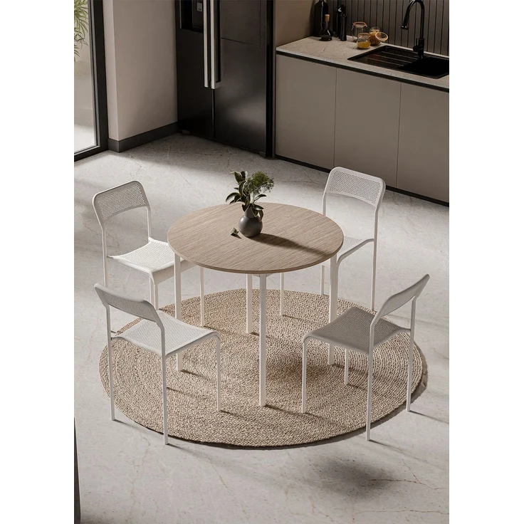 Skye Decor 'Table & Chairs Set 89 - White, Oak' Tisch- und Stuhlset (5-teilig), Weiß / Eiche, 89 x 76 x 89 cm – Bild 2