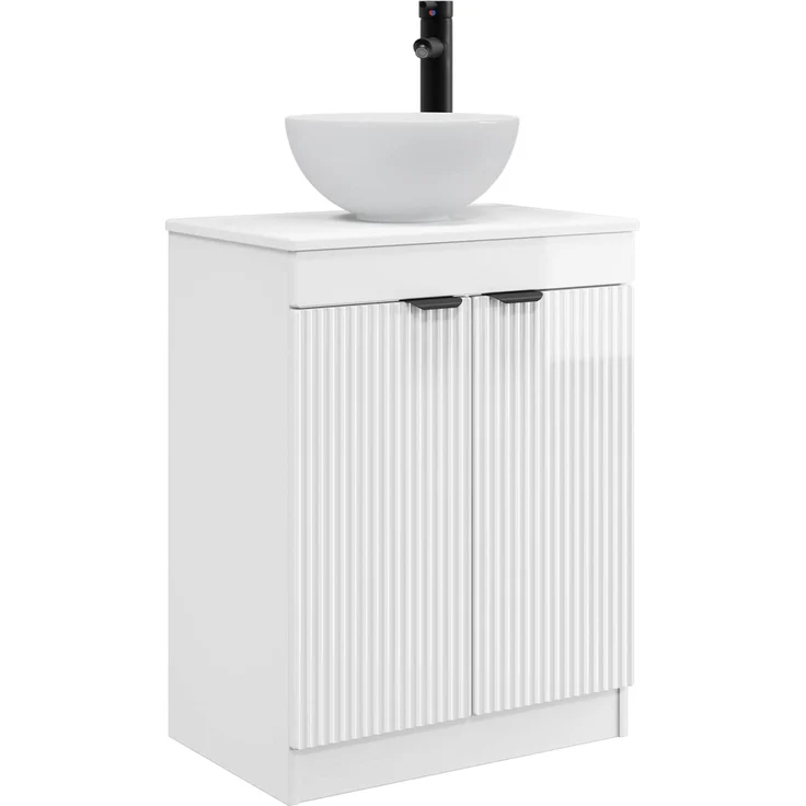 vidaXL Waschbeckenschrank Hochglanz Weiß 54 x 35 x 100 cm 890142 – Bild 2