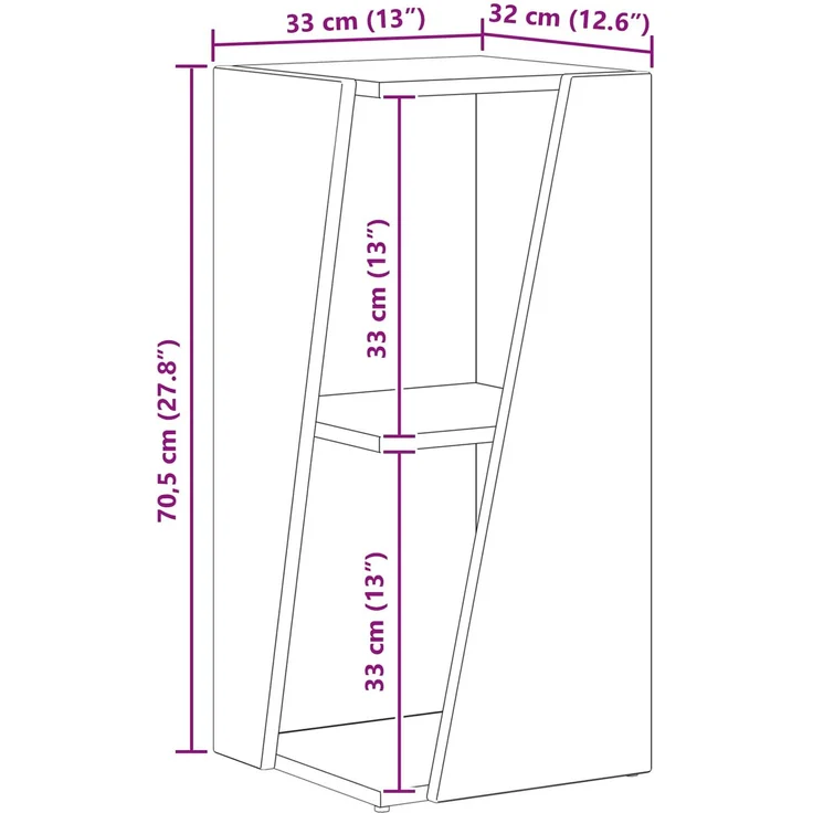 vidaXL Seitenregal Hochglanz Weiß 33 x 32 x 70,5 cm Holzwerkstoff 892411 – Bild 10