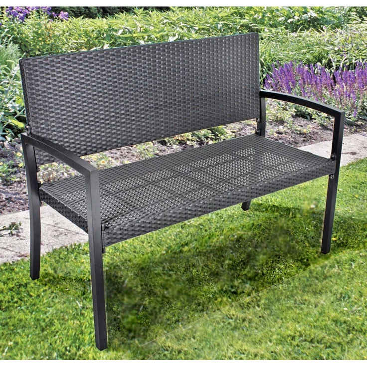 'SANREMO' Parkbank, Aluminium / Kunststoffgeflecht, Schwarz, 87 x 60 x 116 cm – Bild 3