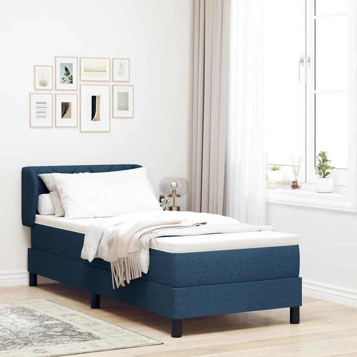 vidaXL Boxspringbett mit Kopfteil Blau 80 x 200 cm Stoff 3340058 – Bild 1