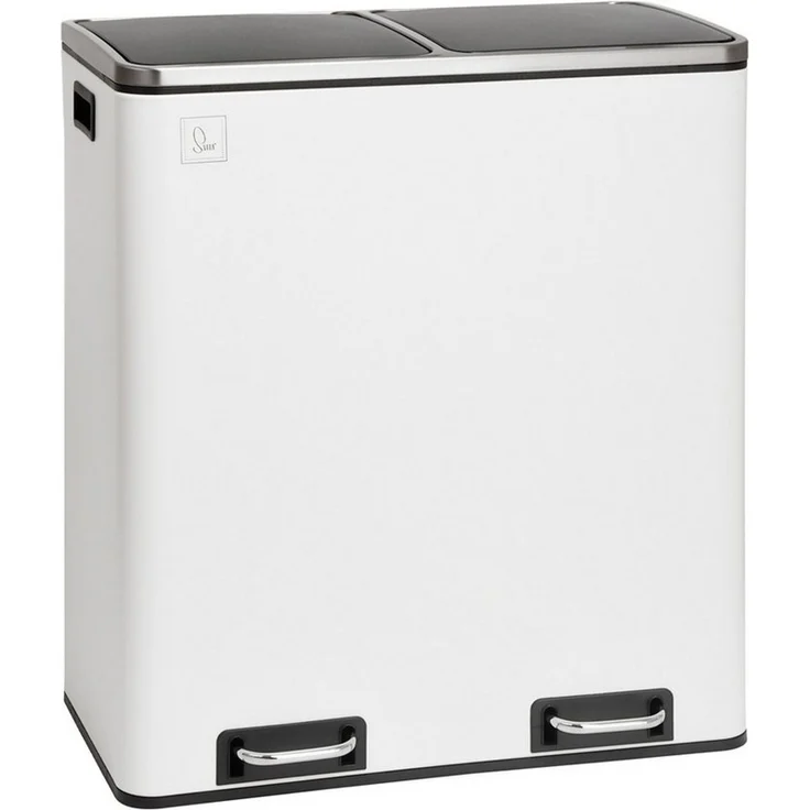 SVITA Mülltrennsystem, Mülleimer, 60L, Softclose-Deckel, Pedal, Weiß – Bild 1
