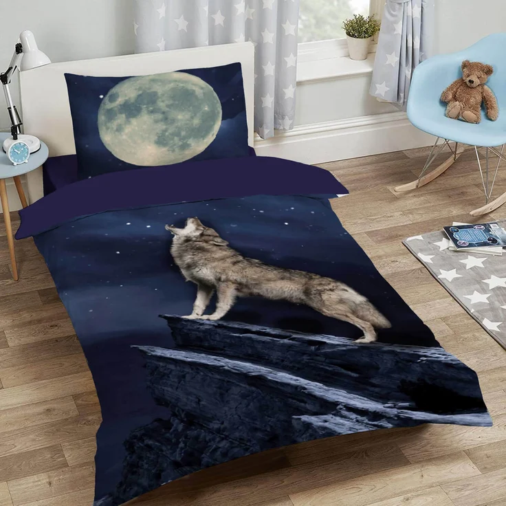 Wolf Bettwäsche Vollmond Digitaldruck ESPiCO Sleep and Dream 135 x 200 + 80 x 80 cm – Bild 4