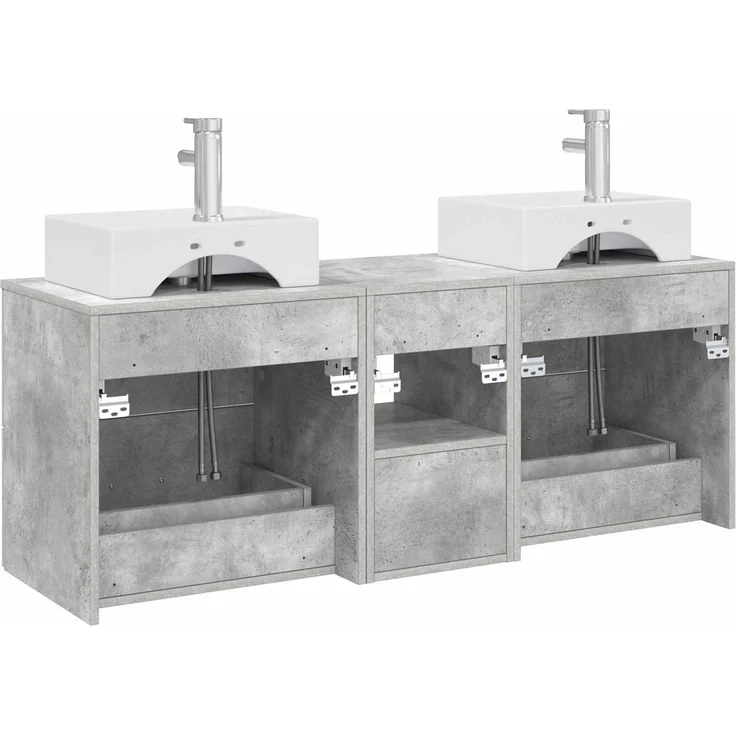 vidaXL Badezimmerschrank-Set 3 stk. Betongrau 129 x 41 x 79,5 cm 3405838 – Bild 8