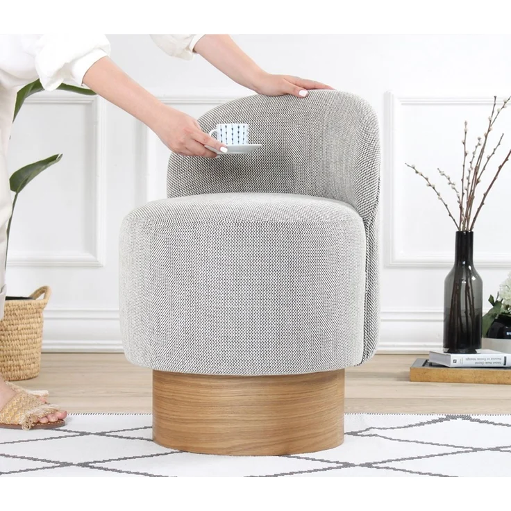 Hanah Home 'Barren Puf - Grey' Pouffe, Grau, 47 x 66 x 47 cm – Bild 2
