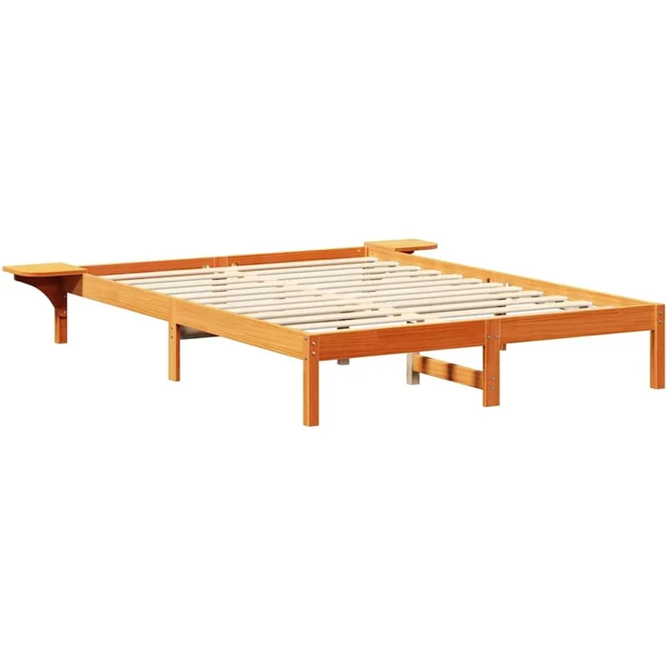 vidaXL Bettrahmen Wachsbraun 140 x 200 cm Massives Kiefernholz 873189 – Bild 4