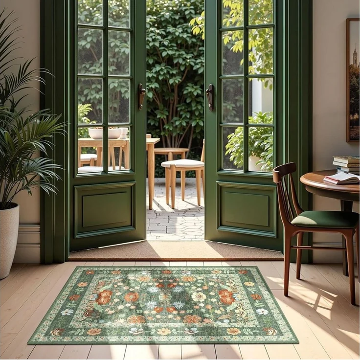 Agger Fußmatte Vintage-Blumen-Fußmatte, Boho-Teppich für den Eingangsbereich, dekorative Fußmatte für Badezimmer, Haustür und Wohnraumdekoration – Bild 2
