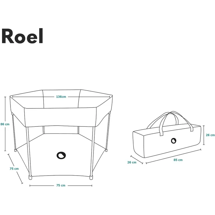 LIONELO Roel Laufstall Baby bis zu 15 kg, Großformat 135x85 cm, sechseckige Form, LockGuard Faltschloss, verstärkte Basis, rutschfeste Fußkappen, Schutztasche – Bild 8