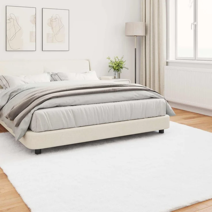 vidaXL Rutschfester Kunstfellteppich Olite Weiß 240 x 240 cm Polyester 42021622 – Bild 3