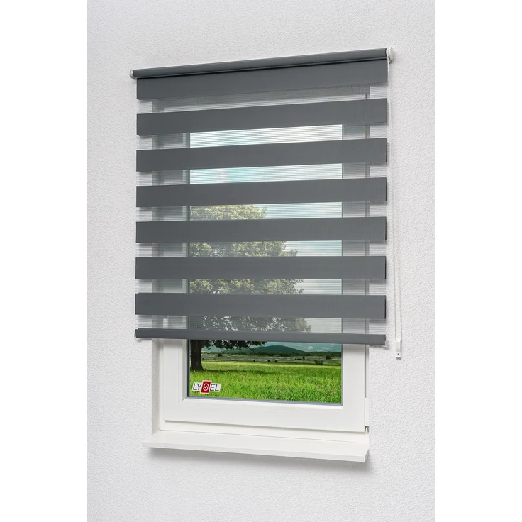 Qualitätsdoppelrollo mit Klemmträgern (B x H) 110cm x 150cm in grau/anthrazit, zum Klemmen und Schrauben – Bild 8
