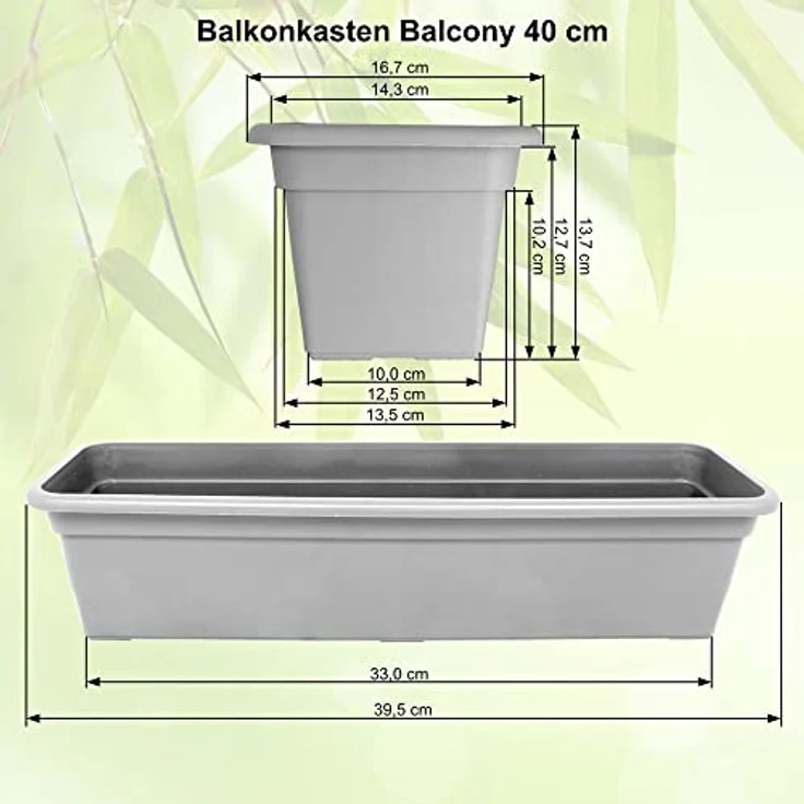 Heimwerkercenter Balkonkasten MePla Balkonkasten Balcony 40cm, Untersetzer - Taupe - – Bild 3