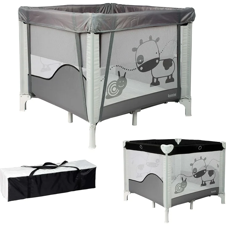 Looping - Faltbarer Laufstall 90x90 cm Black Emotion | mit Erhöhung und verstellbar auf 2 Ebenen, inklusive Transporttasche | für Babys & Kinder bis 15 kg – Bild 1