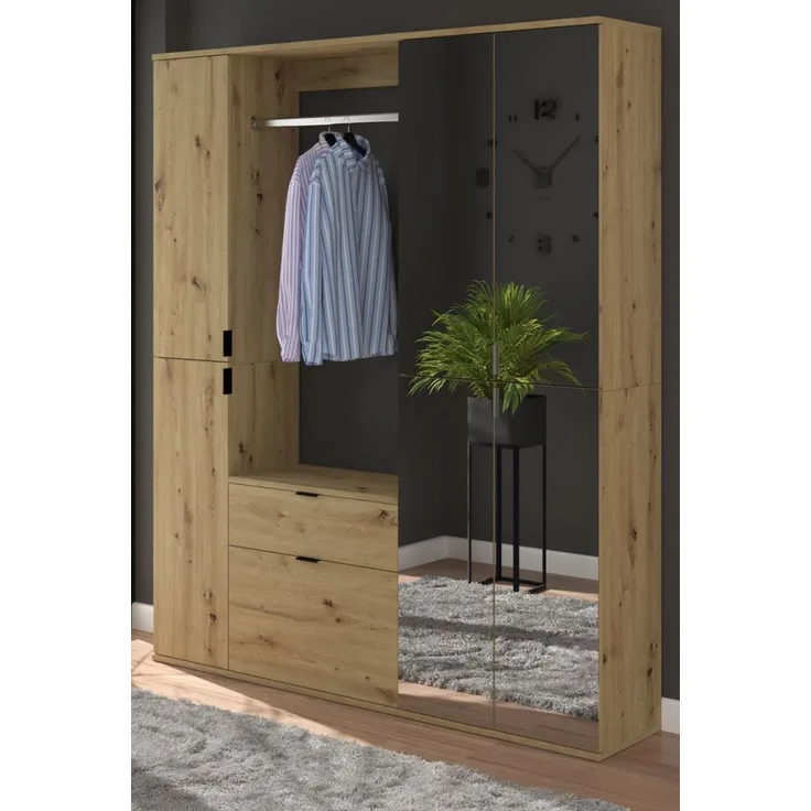 Garderobe mit Spiegel Line-Up in Eiche 152 x 193 cm