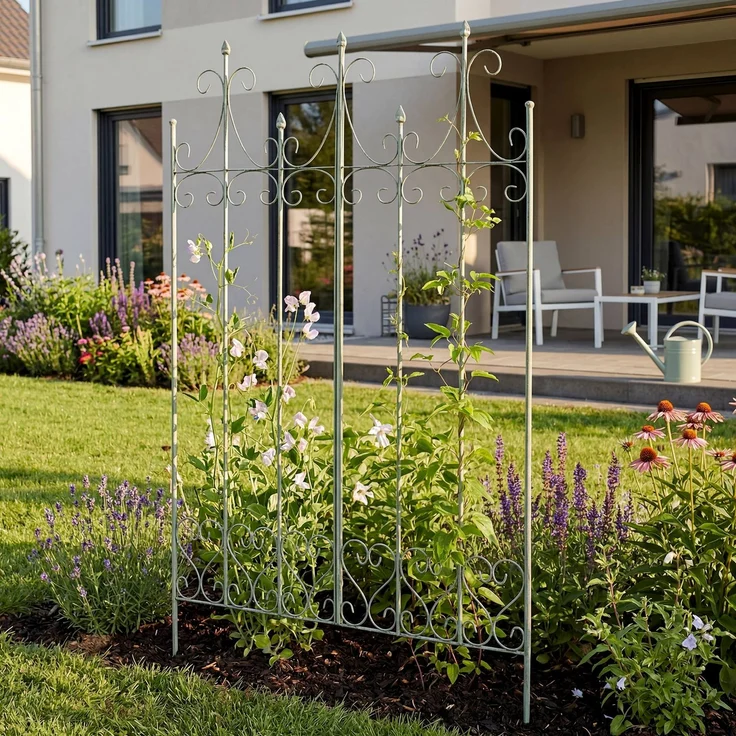 Rankgitter KALLE - 100x2x150cm, Metall, Antik-Grün | Rankhilfe Kletterpflanzen Gartendekoration – Bild 3