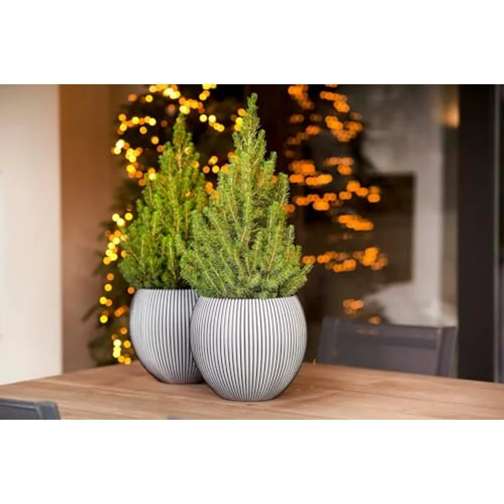 Capi Europe Übertopf rund Nature Groove, anthrazit, 18 x 15 cm, handgefertigt aus Polyester für Innenräume – Bild 3