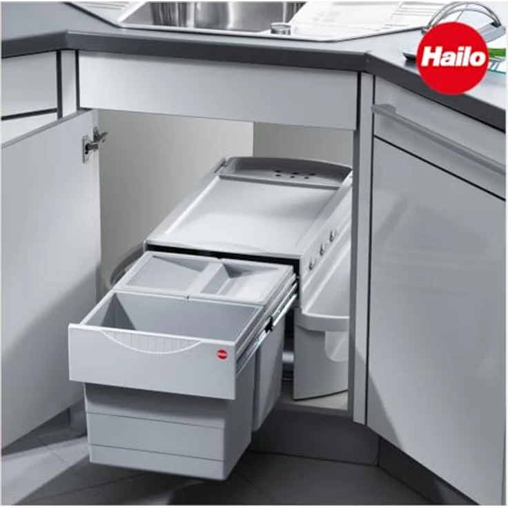 Abfallsorter RONDO-1 Plus / Hailo Rondo 90. 2/36 (3645-12) / Abfalleimer / Abfallsammler / Mülleimer / Eckschrank – Bild 3