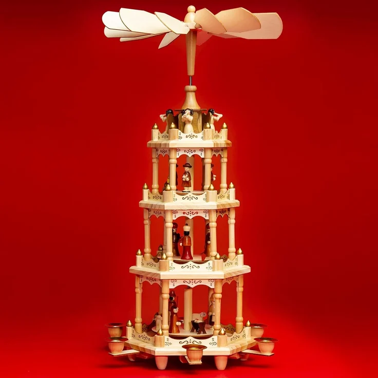 SIKORA Weihnachtspyramide aus Holz mit 4 Etagen XL Pyramide Weihnachten Deko H:55cm - P4 – Bild 1