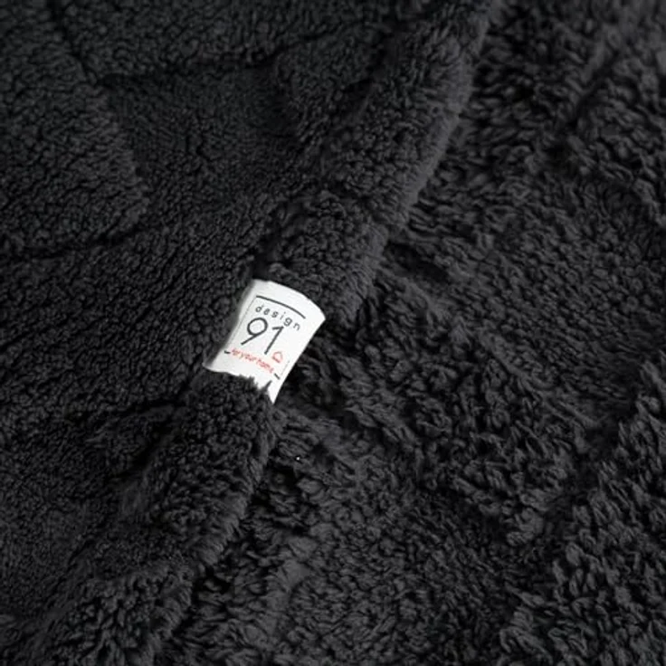 Wohndecke CARO Design91 Karierte Kuscheldecke ideales Geschenk Weiche warme Decke 170X210 cm schwarz – Bild 3