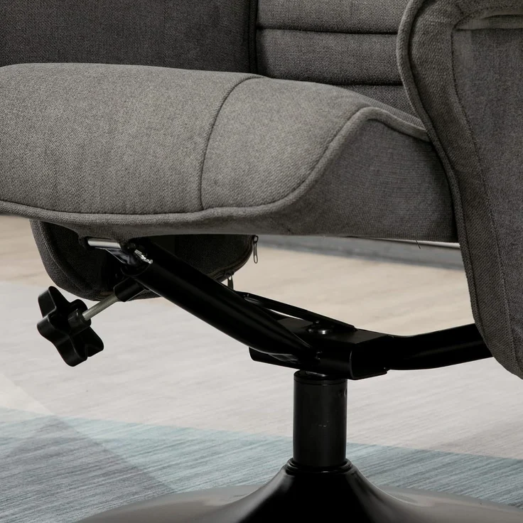 HOMCOM Relaxsessel Relaxstuhl mit Fußhocker, verstellbare Rückenlehne (Liegesessel, 2-St, Fernsehsessel), für Wohnzimmer, Schlafzimmer, Samt, Dunkelgrau – Bild 9