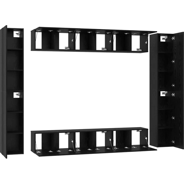 vidaXL TV-Schrankset 10 pcs Schwarz Eichen-Optik Holzwerkstoff 3393151 – Bild 4