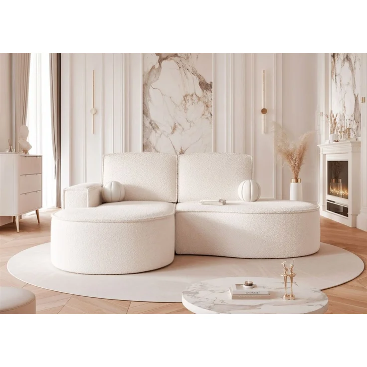 Ecksofa Designersofa Sofa ARLET in Stoff Abriamo Creme Ottomane Links – Bild 1