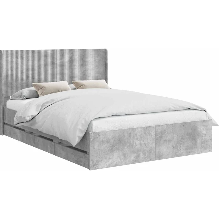 vidaXL Bettgestell mit Stauraum und Kopfteil Betongrau 140 x 200 cm 3413944 – Bild 2