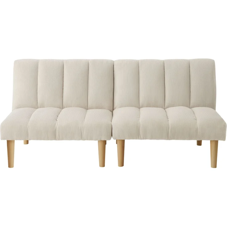 Schlafsofa aus Cord mit 3-fach verstellbarer Rückenlehne, 167x82x72 cm, Beige – Bild 7