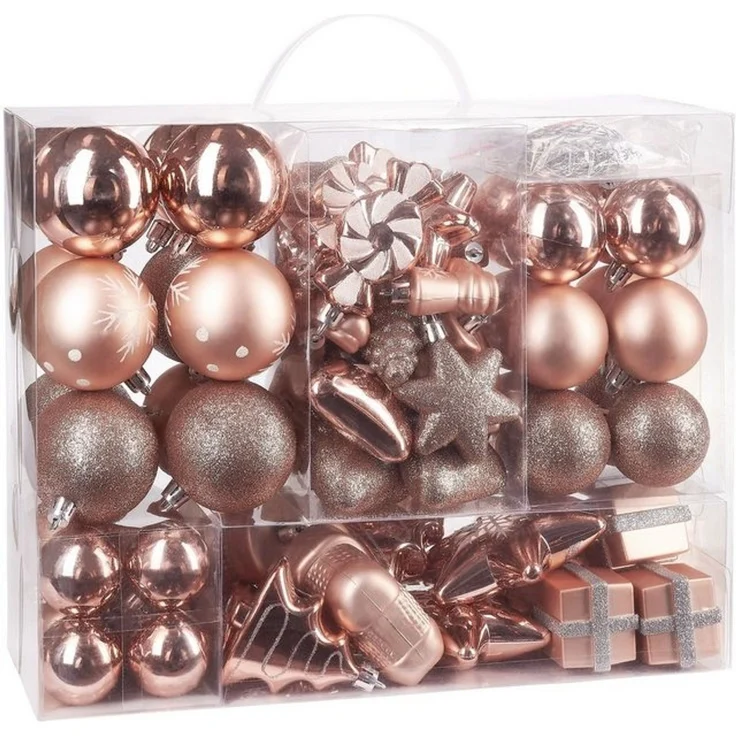 BRUBAKER Weihnachtsbaumkugel 77-teiliges Weihnachtskugel-Set, Christbaumschmuck aus Kunststoff, Weihnachtsdekoration Baumkugeln – Bild 4