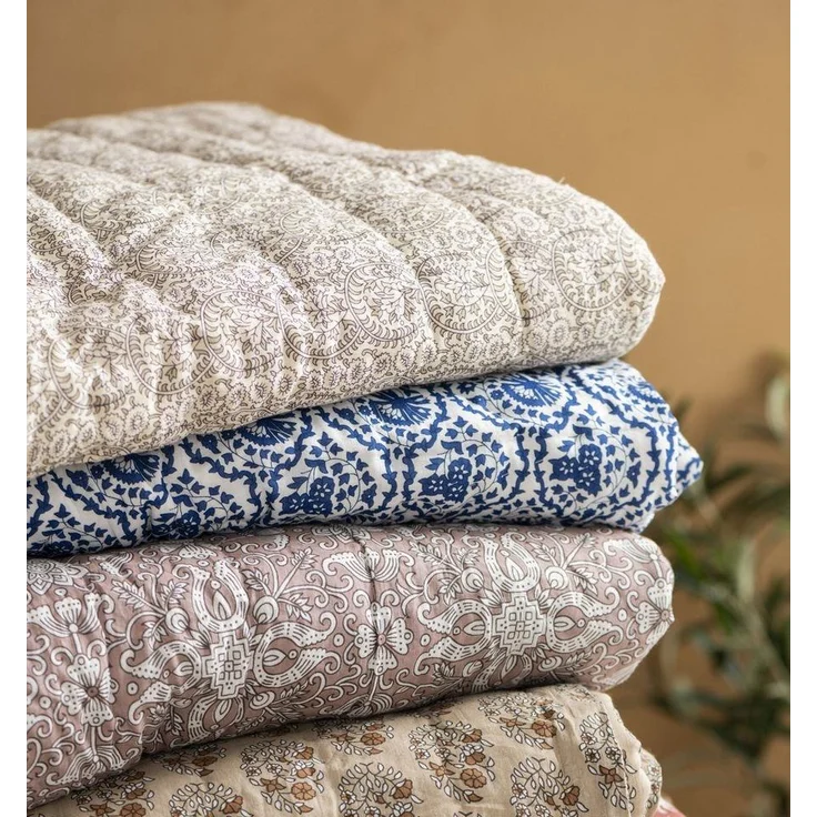 Laursen - Decke Quilt Tagesdecke Überwurf 170x130cm Muster Beige Braun 19200-43 – Bild 2