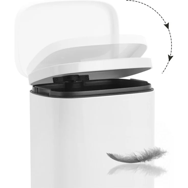 Songmics Mülleimer, geruchsdicht, Edelstahl, 30 Liter, Weiß – Bild 7