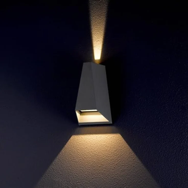 Lampenwelt Lucande LED Wandleuchte Jendrik, spritzwassergeschützt, 2-flammig, Schwarz aus Aluminium, für Außenbereiche (IP54) – Bild 2