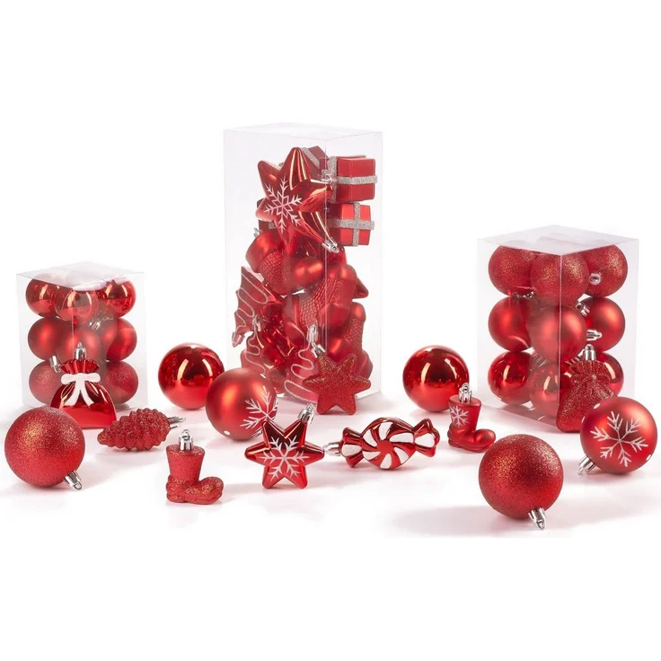 BRUBAKER Weihnachtsbaumkugel 77-teiliges Weihnachtskugel-Set, Christbaumschmuck aus Kunststoff, Weihnachtsdekoration Baumkugeln – Bild 2