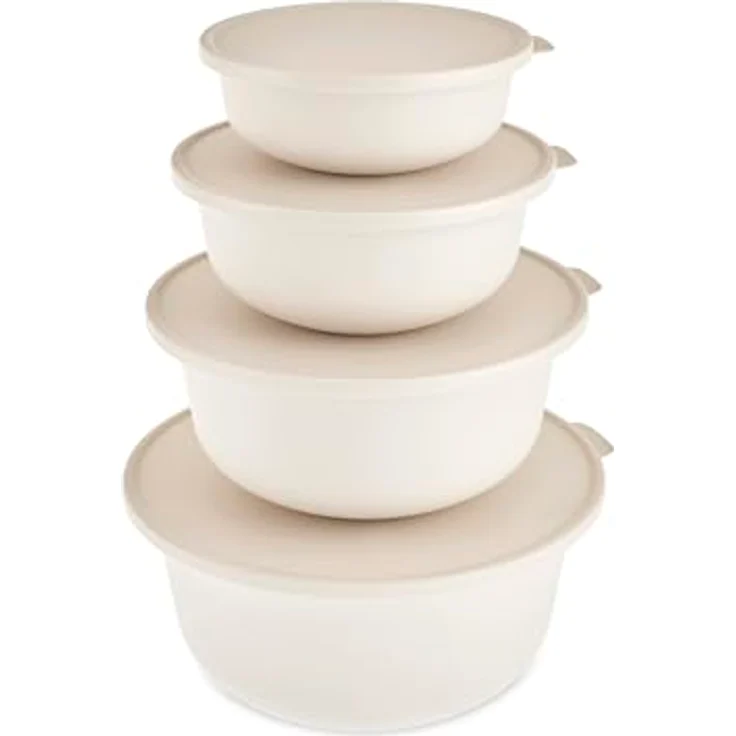 Karaca Vorratsdose Karaca Forbs 4-teiliges 2 in 1 Aufbewahrungsbehälter-Set, Creme – Bild 3