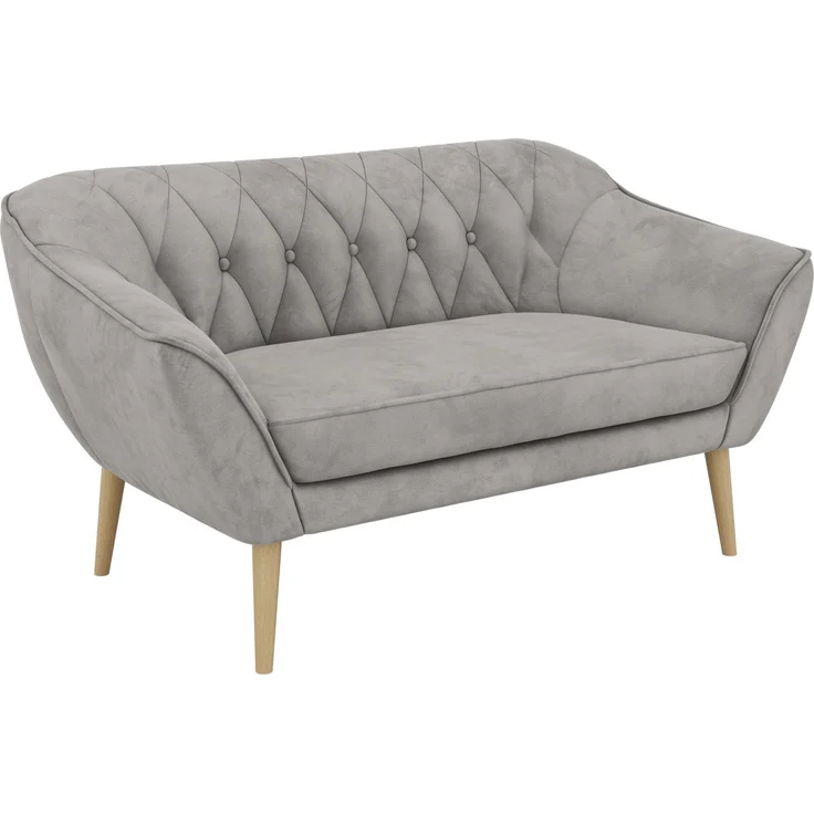 Polstersofa PIRS 2 Skandinavisches Sofa 2-Sitzer, Sofa mit Wellenfederung, Breite 140 cm, Buche Füße Hoher Sitzkomfort - Hellgrau Velvet – Bild 8