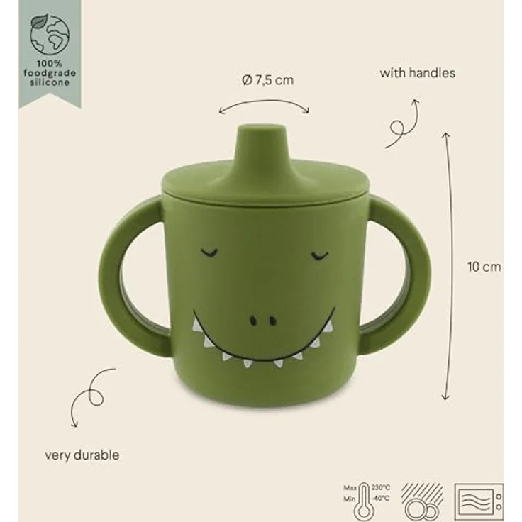 Trixie Silikon Trinkbecher Baby, Trinklernbecher Becher Jungen und Mädchen | Weicher Soft Cup und erste Tasse für Jungs Mädels ab 4 Monate, griffiger offener Beißbeutel aus flexiblem Silikon, bruchfest – Bild 2