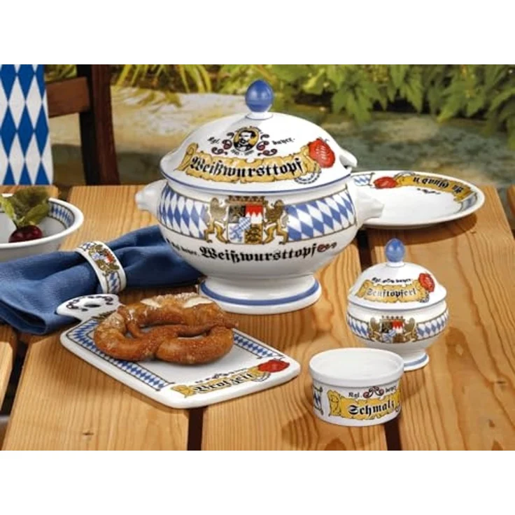 Seltmann Weiden Speiseteller 1/2 Dick Bayern Teller flach mit Fahne 21cm, Teller Bayern mehrfarbig – Bild 5